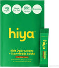 HIYA Kids Greens Powder Sticks - 55 Whole-Food Sourced Ingredients & Delicious Flavor - Greens Superfood Powder for Kids (Chocolate)