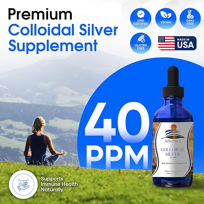 Colloidal Silver Liquid with Dropper – Mild Silver Protein 40ppm | High Absorption, Pure & Clean Formula | Made in USA, GMP Compliant (4 Fl Oz)