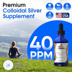 Colloidal Silver Liquid with Dropper – Mild Silver Protein 40ppm | High Absorption, Pure & Clean Formula | Made in USA, GMP Compliant (4 Fl Oz)