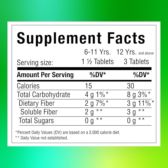 Benefiber Chewable Prebiotic GLP-1 Friendly Fiber Supplement Tablets for Digestive Health, Assorted Fruit Flavors - 100 Count (Pack of 12)