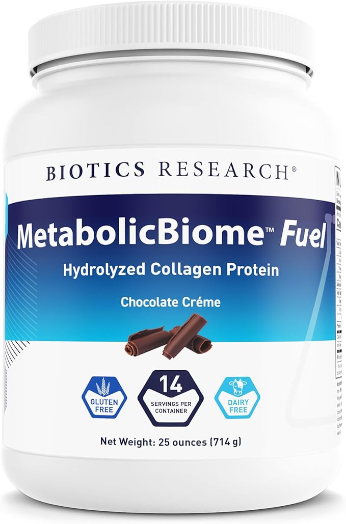 MetabolicBiome™ Fuel Hydrolyzed Collagen Protein, Chocolate - High-Performance Daily Shake, 20g Clean Protein, 9g Non-grain Fiber, 9g Healthy Fats, Microbiome Support, Allergen-free, 14 Servings