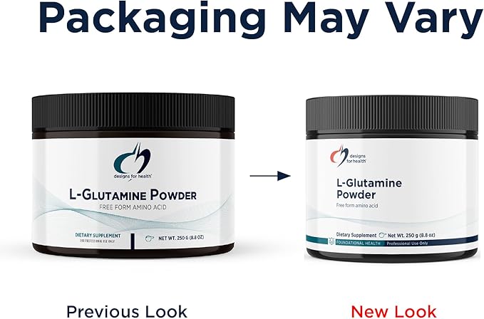 Designs for Health Vegetarian L Glutamine Powder - Pure 3000mg Amino Acid Supplement - Promotes Muscle Recovery, Gut + Immune Support - Non-GMO Gluten Free Drink Add-in (83 Servings / 250g)
