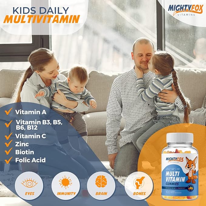 Kids Multivitamin Gummies - Non-GMO, Gluten-Free, Vegan Multivitamin Gummies w/Vitamin C, B3, B5, B6, B12, Zinc (100 Count, 2 Pack) – Fruity Toddler to Teen Gummy Vitamins for Kids