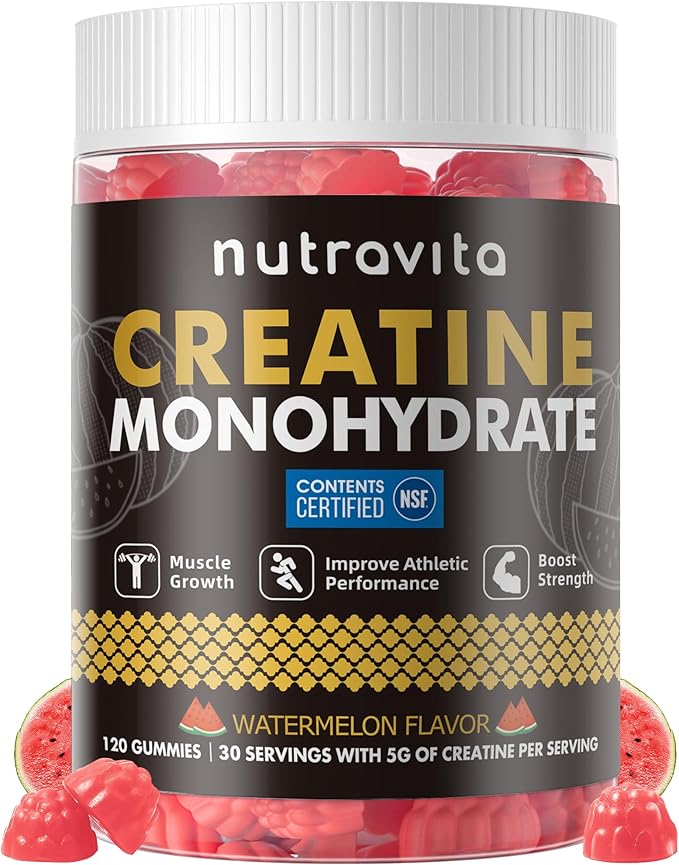 NSF Certified Creatine Gummy - Creatine Monohydrate Gummies for Men & Women, Creatine Monohydrate for Muscle Strength, Muscle Builder, Energy Boost, Pre-Workout Supplement(120 Count)-Watermelon Flavor