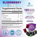 Elderberry Immune Support Gummies - Elderberry Extract Sambucus Nigra - Black Elder Berry Vitamin Supplement - Natural, Daily Immune Support Kids & Adults Love - Delicious Berry Flavor - 120 Gummies