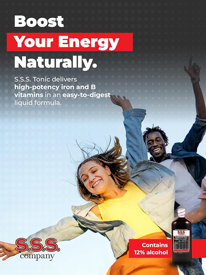 S.S.S. Tonic – High Potency Iron Supplement with B1, B2, B3 Vitamins – 20 fl oz Liquid Formula for Energy, Vitality & Wellness – Easy-to-Take, Iron-Rich, Made in USA, for Women & Men