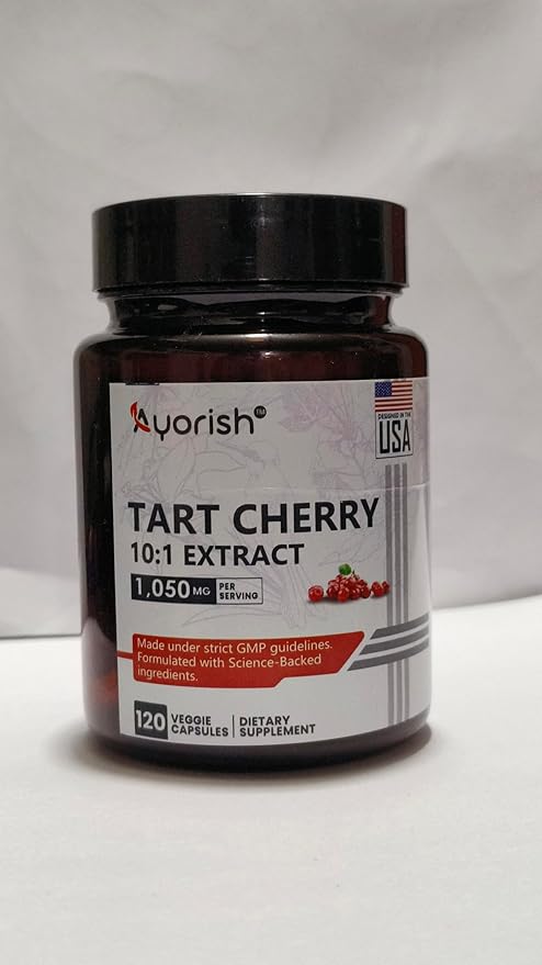 Tart Cherry Capsules 1050mg 120 Count Tart Cherry Extract 10:1 Antioxidant Supplement Plant Based Fruit Extract Capsules Vegan Non GMO