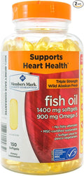 Member's Mark 1400mg Triple Strength Wild Alaskan Fresh Fish Oil (150 ct.) (Pack of 2)