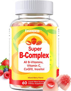 Methylated Vitamin B Complex Gummies for Women & Men- All B Vitamins-Methyl B12,Methylfolate, B1,B2,B5,B6,B7 with Vitamin C, CoQ10 & Inositol | Energy & Brain Support | Vegan, Sugar Free | 60 Count