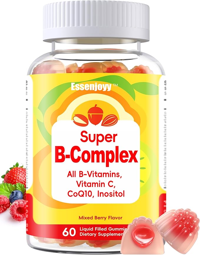 Methylated Vitamin B Complex Gummies for Women & Men- All B Vitamins-Methyl B12,Methylfolate, B1,B2,B5,B6,B7 with Vitamin C, CoQ10 & Inositol | Energy & Brain Support | Vegan, Sugar Free | 60 Count