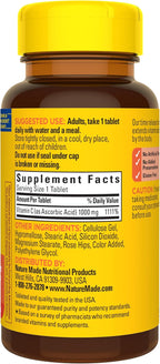 Nature Made Vitamin C 1000mg with Rose Hips, Dietary Vitamin C Supplement for Immune Support, 60 Time Release Tablets, 60 Day Supply