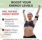 USDA Organic Vitamin B12 Liquid Drops 5000 mcg, Methylcobalamin, Sublingual, Fast Absorption, Cellular Energy, Metabolism Support, Nervous System, Mental Focus, Vegan, Non-GMO, 2 fl oz, 60 Servings