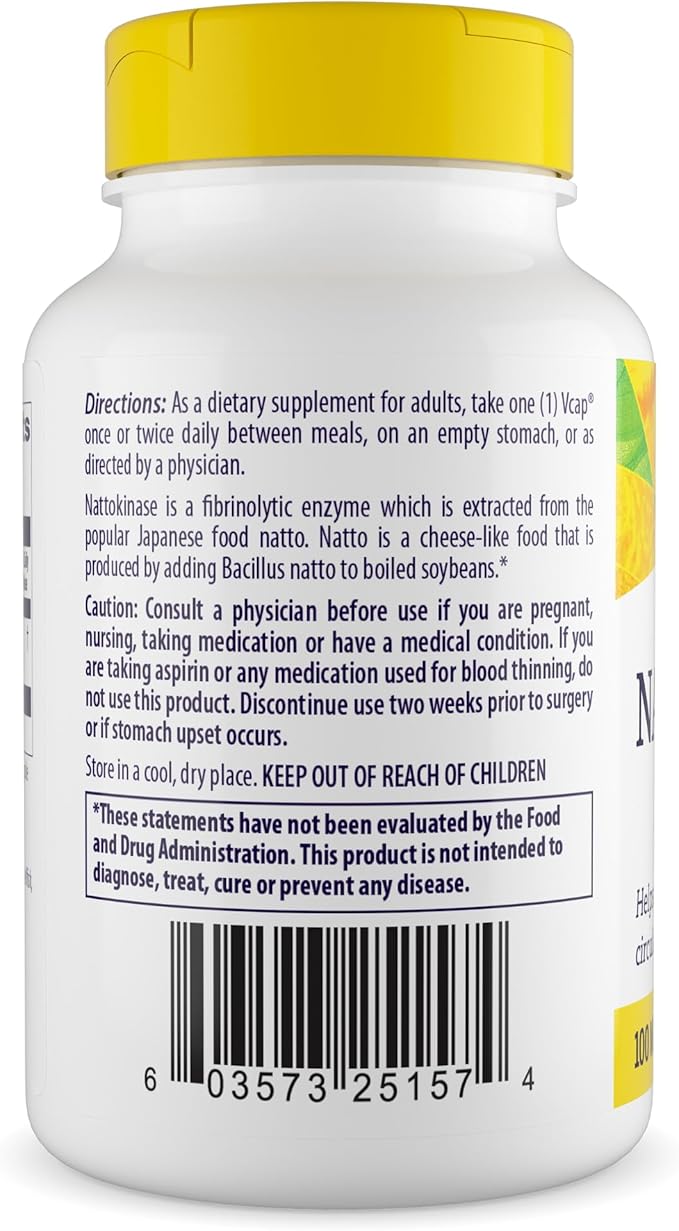 Healthy Origins Nattokinase 2,000 FUs, 100 mg - Nattokinase Supplement - Vegan, Non-GMO & Gluten-Free Nattokinase - 60 Veggie Capsules