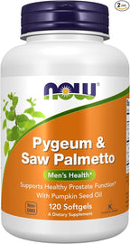 NOW Foods Pygeum & Saw Palmetto 120 Softgel (Pack of 2)