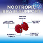 Brain Supplements for Memory & Focus Gummies - Brain Health Clarity with B6 B12 & Phosphatidylserine - Natural Nootropics Cognitive Concentration & Alertness Support Vitamins - 60 Vegan Gummies