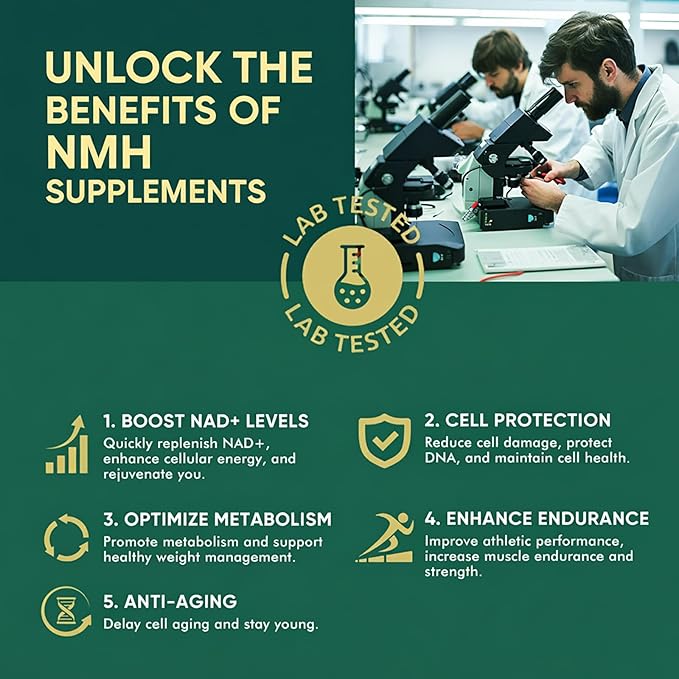 NMNH Supplements 500mg, Advanced NAD+ Supplement for Energy and Vitality Support, Pure NMNH Capsules as NMN Alternative, Supports Healthy Aging and Metabolism, Non-GMO, 120 Capsules