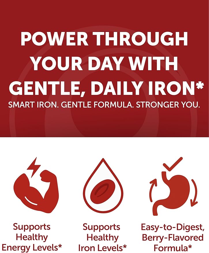 Lunakai USA Made Vegan Iron Gummies 5-in-1 with Methylfolate, Vitamin C, E & B12 - Daily Chewable Iron Supplement for Women, Men & Kids - Energy & Blood Health Support, Non-GMO, 60ct