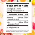 Doctor's Recipes Iron Supplement 65 mg with Vitamin C - Maximized Absorption & Stomach Friendly Iron Pills for Red Blood Cells Formation, Heart, Brain & Immunity Health - Vegan Non-GMO 60 Iron Tablets