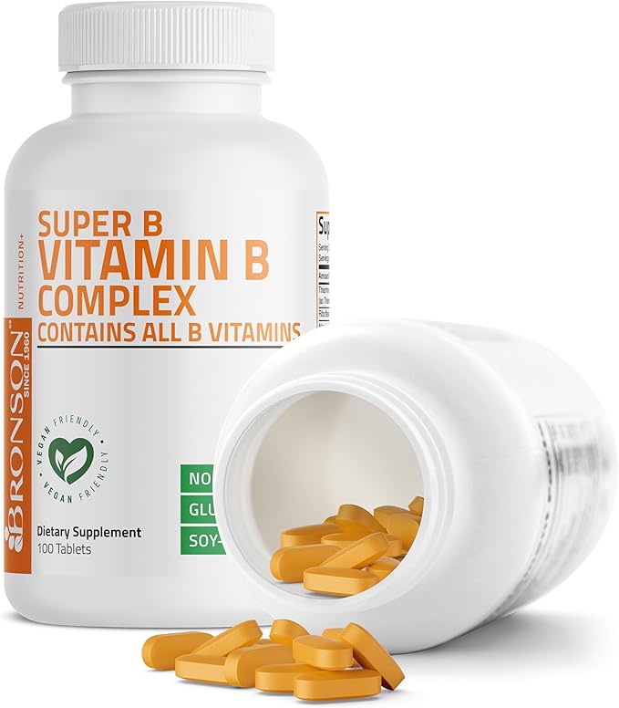 Bronson Vitamin B Complex (Vitamin B1, B2, B3, B6, B9 - Folic Acid, B12), 100 Tablets