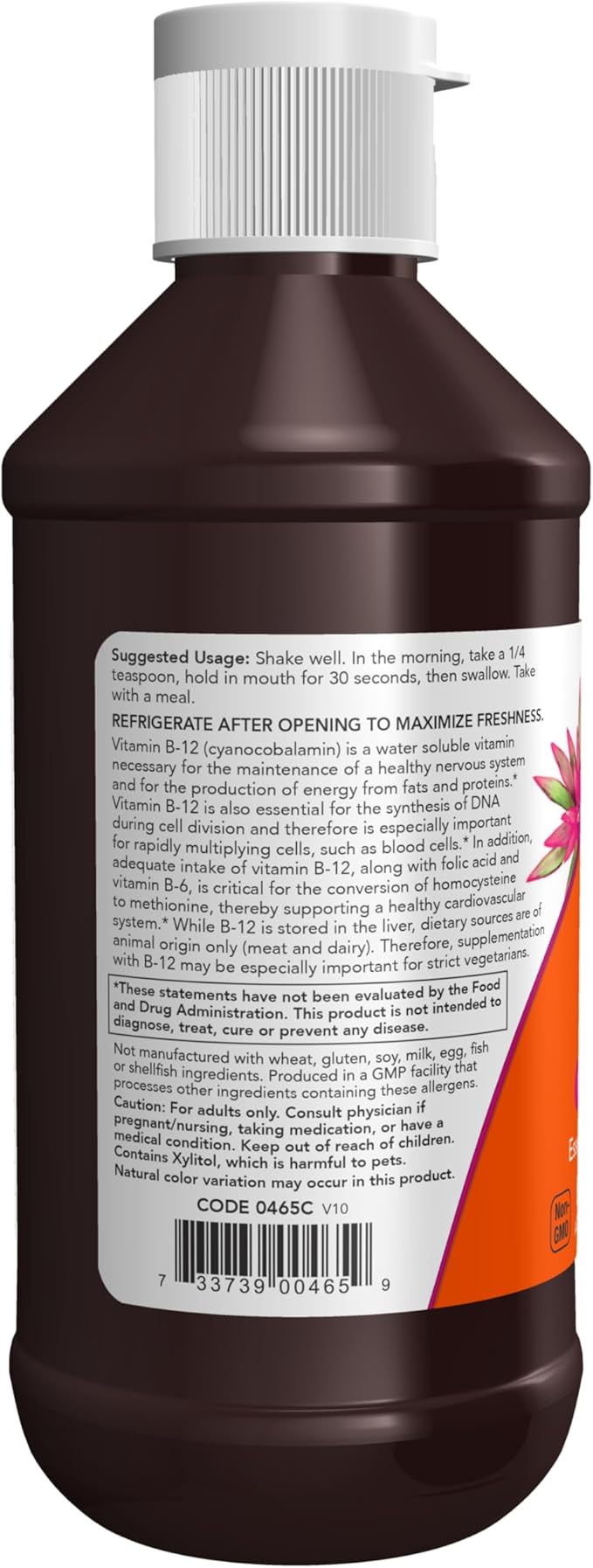 NOW Foods Supplements, Vitamin B-12 Complex Liquid, Energy Production*, Nervous System Health*, 8-Ounce
