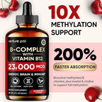 Venture Pal Vitamin B Complex Liquid Drops, B12 Methylcobalamin | B9 Folic | B1,B2,B3,B5,B6,B14 - Vitamin C, Choline, Inositol, Immune & Energy Metabolism, Brain & Heart Support