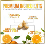 Vitamin C 1000mg Per Serving - Extra Strength with Rose Hips Bioflavonoids - Sugar Free Vitamin C Chewable Pills, Vit C Supplement for Immune Support & Antioxidant, USA Bottled - 60 Chewable Tablets