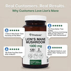 PRISTINE'S Lion's Mane Mushroom Supplement Capsules - Focus & Cognitive Function Adaptogen - 1000mg 60 Day Supply - Immunity, Memory and Focus for Adults - Vegan - Non-GMO Glass Bottle