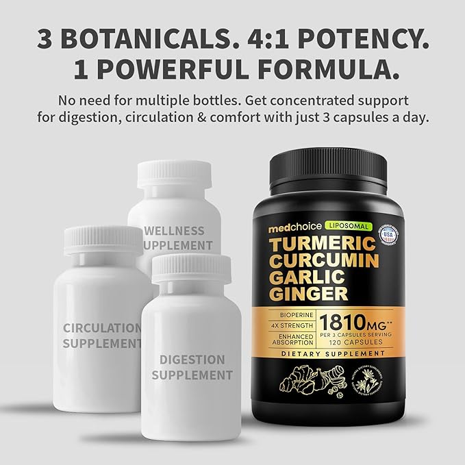 Liposomal Turmeric - High-Absorption Curcumin Supplements, Non-GMO Blend for Digestive Comfort & Daily Support - Organic Turmeric Supplement with Black Pepper (120ct, Pack of 2)