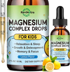 Magnesium Glycinate Liquid for Kids, Kids Magnesium Liquid Drops Supplement with L-Theanine, Calcium, Zinc, Vitamin D3 K2 for Sleep Calm Relaxation Brain Bones Focus, Lemon Flavor 2 Fl Oz