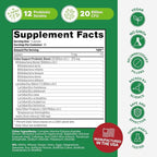 Probulin Colon Support Daily Probiotic + Prebiotic + Support Gut Health, Occasional Gas and Bloating - 20 Billion CFU - 12 Strains, 30 Vegan Capsules