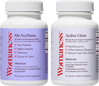 Womaness Menopause Wellness Duo for Women – Hormone Balance Support + Hair Skin & Nails Formula – Ashwagandha, Pycnogenol, Bacopa, Biotin & Hyaluronic Acid – 2 Bottles, 30 Capsules Each