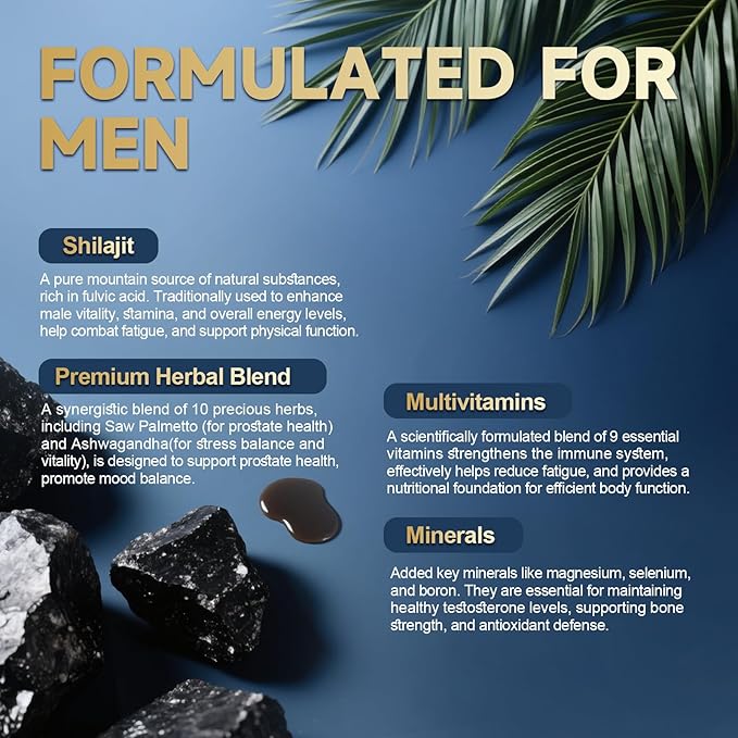 Shilajit Liquid Drops with Saw Palmetto，Ashwagandha，Pumpkin Seed Oil，Sea Moss,Multivitamin - Shilajit for Men - Support Prostate Health & Hair,Energy & lmmune Function - 2FL - Pineapple Flavor