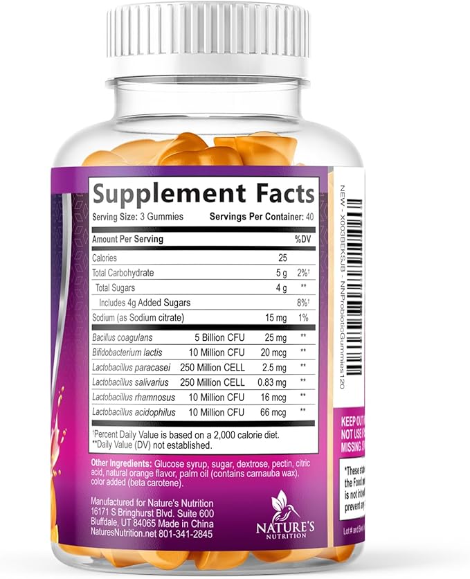 Probiotics for Digestive Health Gummies - 6 Unique Strains for Daily Immune Support & Gut Health, Supports Constipation, Gas & Bloating - Best Probiotic Supplement Gummy for Women & Men - 120 Gummies