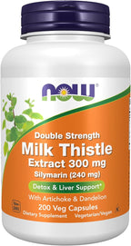 NOW Foods 2 Pack Silymarin, Milk Thistle Extract with Artichoke & Dandelion, Double Strength, 300 mg, 200 Veg Caps