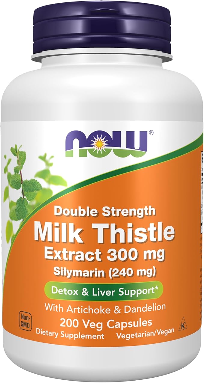 NOW Foods 2 Pack Silymarin, Milk Thistle Extract with Artichoke & Dandelion, Double Strength, 300 mg, 200 Veg Caps