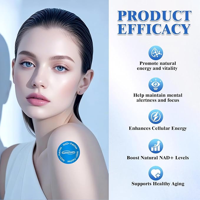 NAD+ Patches | Promote Daily Vitality & Healthy Aging | Support Cellular Energy & Metabolism | 8-Hour Timed Release (30)
