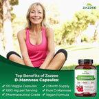 Zazzee Urinary Tract Cleanse Bundle | Fast Acting D-Mannose 1000mg Capsules Plus USDA Organic Cranberry Extract Capsules for Women | Non-GMO Vegan & ISO Lab Tested (60 Servings Each)