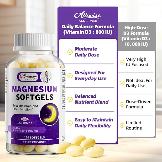 Magnesium Glycinate 400mg Softgels, Small Easy to Swallow High Absorption Magnesium Supplement, with Vitamin D3 & K2 for Sleep Relax Calm Muscle Bone* Health, 120 Gelcaps