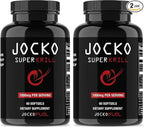 Jocko Fuel Antarctic Krill Oil Omega 3 Fatty Acid Supplements DHA & EPA - 1000mg Softgels - Supports Joints, Mobility & Mental Function (60 Softgels) (Pack of 2)