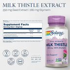 SOLARAY Milk Thistle Seed Extract 350 mg Guaranteed to Contain 80% Silymarin, Traditional Liver Support, Vegan & Lab Verified for Quality, 60 Day Money-Back Guarantee, 60 Servings, 60 VegCaps