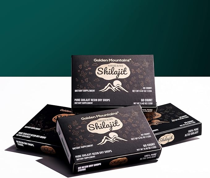 Siberian Green Premium Pure Shilajit Dry Drops Altai Golden Mountains - 60 Count (200 mg) Authentic Safety & Quality Certificate - US Lab Tested Fulvic Acid