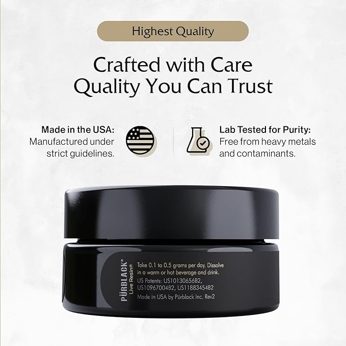 Purblack Pure Himalayan Shilajit Resin - Himalayan and Other Mountain Ranges Gold Infused Shilajit for Men & Women with Over 85+ Trace Minerals for Energy & Immunity | 30 Servings | USA Made