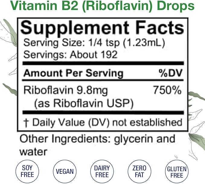 HoneyCombs Riboflavin Vitamin B2 Liquid Drops 750 Percent DV, b2 Made in USA Alcohol Free B2 Vitamins Supplement, Alternative to Capsules for Adult Daily Use (8 Fl oz)