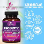 Probiotics for Digestive Gut Health - 50 Billion CFU Per Capsule, 10 Premium Strains & Prebiotics - Best Probiotics for Women & Men, Occasional Constipation, Gas, Immune Health Support - 60 Capsules