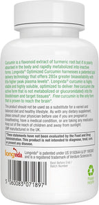 Igennus Longvida Lipidated Curcumin 500mg, Ultra Bioavailable & Sustained Action, 65x Higher Plasma Levels, Intensive Support, Free-Form Curcumin, Vegan, 90 Capsules