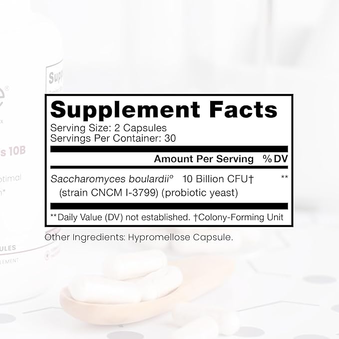 Pure Therapro Rx Saccharomyces Boulardii Probiotics 10 Billion CFU - Made in USA | No Fillers, Patented Strain: Lynside CNCM I-3799 Probiotics for Men and Women 60 Capsules
