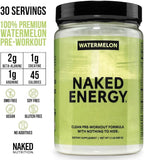 NAKED Watermelon Energy - Clean Pre Workout Supplement for Men and Women, NSF Certified, Vegan Friendly, No Added Sweeteners, Colors Or Flavors - 30 Servings