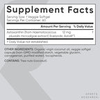 Sports Research Triple Strength Vegan Astaxanthin Supplement from Algae - Plant Based Softgels for Antioxidant Activity, Skin & Eye Health - Non-GMO Verified, Made with Coconut Oil - 12mg, 60 Count