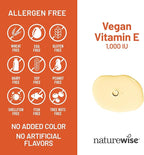 NatureWise Vitamin E 1000 IU Softgels (450mg dL-Alpha) - Vegan, Gluten-Free, Soy-Free, Non-GMO Antioxidant Dietary Supplement for Skin, Heart, Eye, and Immune Health Support - 60-Day Supply, 120 Count