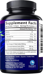 Omega 3 Fish Oil Supplements - 2400mg Fish Oil Per Serving - Triple Strength Omega-3 with Fatty Acids EPA & DHA - Natural Heart, Brain & Immune Support - Wild Caught, Bottled in USA - 60 Softgels